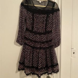 Silk❤️Diane Von Furstenberg silk with lace detail dress Size 0